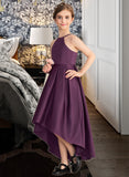 Elizabeth A-Line Scoop Neck Asymmetrical Satin Junior Bridesmaid Dress With Ruffle STIP0013481