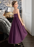 Elizabeth A-Line Scoop Neck Asymmetrical Satin Junior Bridesmaid Dress With Ruffle STIP0013481