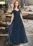 Abbey A-Line Off-the-Shoulder Floor-Length Chiffon Junior Bridesmaid Dress STIP0013485