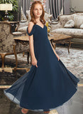 Abbey A-Line Off-the-Shoulder Floor-Length Chiffon Junior Bridesmaid Dress STIP0013485