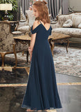 Abbey A-Line Off-the-Shoulder Floor-Length Chiffon Junior Bridesmaid Dress STIP0013485