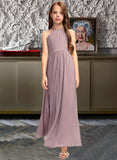 Jazlyn A-Line Scoop Neck Floor-Length Chiffon Junior Bridesmaid Dress With Cascading Ruffles STIP0013492