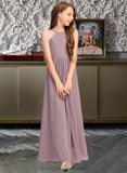 Jazlyn A-Line Scoop Neck Floor-Length Chiffon Junior Bridesmaid Dress With Cascading Ruffles STIP0013492