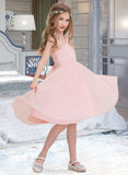 Kaylee A-Line One-Shoulder Knee-Length Chiffon Junior Bridesmaid Dress With Ruffle STIP0013499