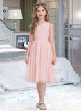 Kaylee A-Line One-Shoulder Knee-Length Chiffon Junior Bridesmaid Dress With Ruffle STIP0013499