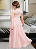 Kendra A-LineScoopNeckFloor-LengthChiffonLaceJuniorBridesmaidDress#81155 STIP0013502