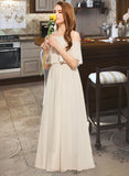 Yoselin A-Line Scoop Neck Floor-Length Chiffon Junior Bridesmaid Dress STIP0013503