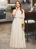 Yoselin A-Line Scoop Neck Floor-Length Chiffon Junior Bridesmaid Dress STIP0013503