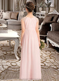 Aleah A-Line Scoop Neck Floor-Length Chiffon Junior Bridesmaid Dress With Beading Sequins STIP0013507