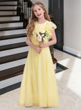 Lilah A-LineScoopNeckFloor-LengthChiffonJuniorBridesmaidDressWithRuffleCascadingRuffles#123850 STIP0013508