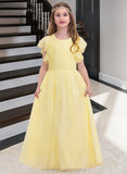 Lilah A-LineScoopNeckFloor-LengthChiffonJuniorBridesmaidDressWithRuffleCascadingRuffles#123850 STIP0013508