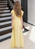 Lilah A-LineScoopNeckFloor-LengthChiffonJuniorBridesmaidDressWithRuffleCascadingRuffles#123850 STIP0013508