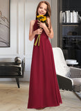 Giada A-Line Scoop Neck Floor-Length Chiffon Junior Bridesmaid Dress STIP0013519