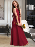 Giada A-Line Scoop Neck Floor-Length Chiffon Junior Bridesmaid Dress STIP0013519