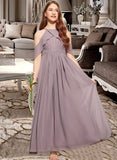 Payton A-Line Scoop Neck Floor-Length Chiffon Junior Bridesmaid Dress With Ruffle STIP0013521