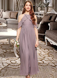 Payton A-Line Scoop Neck Floor-Length Chiffon Junior Bridesmaid Dress With Ruffle STIP0013521