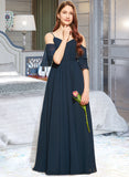 Sanaa A-Line Off-the-Shoulder Floor-Length Chiffon Junior Bridesmaid Dress With Ruffle STIP0013524