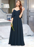 Sanaa A-Line Off-the-Shoulder Floor-Length Chiffon Junior Bridesmaid Dress With Ruffle STIP0013524