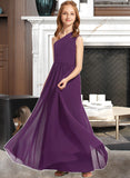 Lindsey A-Line One-Shoulder Floor-Length Chiffon Junior Bridesmaid Dress With Ruffle STIP0013527