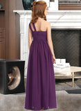 Lindsey A-Line One-Shoulder Floor-Length Chiffon Junior Bridesmaid Dress With Ruffle STIP0013527