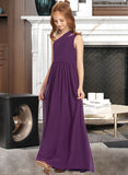 Lindsey A-Line One-Shoulder Floor-Length Chiffon Junior Bridesmaid Dress With Ruffle STIP0013527