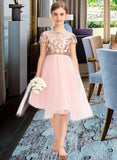 Riley A-Line Scoop Neck Asymmetrical Tulle Junior Bridesmaid Dress With Sequins STIP0013531