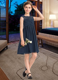 Maeve Empire Scoop Neck Knee-Length Chiffon Lace Junior Bridesmaid Dress With Ruffle Beading Sequins STIP0013532