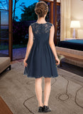 Maeve Empire Scoop Neck Knee-Length Chiffon Lace Junior Bridesmaid Dress With Ruffle Beading Sequins STIP0013532