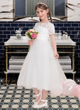 Elisabeth A-Line Scoop Neck Tea-Length Tulle Junior Bridesmaid Dress STIP0013535