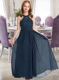 Caroline A-LineScoopNeckFloor-LengthChiffonLaceJuniorBridesmaidDress#234030 STIP0013538