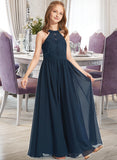 Caroline A-LineScoopNeckFloor-LengthChiffonLaceJuniorBridesmaidDress#234030 STIP0013538