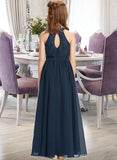 Caroline A-LineScoopNeckFloor-LengthChiffonLaceJuniorBridesmaidDress#234030 STIP0013538