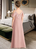 Lola A-Line V-neck Floor-Length Chiffon Lace Junior Bridesmaid Dress STIP0013541