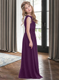 Kaia A-Line One-Shoulder Floor-Length Chiffon Junior Bridesmaid Dress With Ruffle STIP0013544