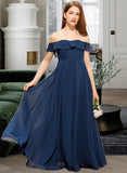 Lisa A-Line Off-the-Shoulder Floor-Length Chiffon Junior Bridesmaid Dress STIP0013551