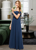 Lisa A-Line Off-the-Shoulder Floor-Length Chiffon Junior Bridesmaid Dress STIP0013551