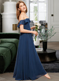 Lisa A-Line Off-the-Shoulder Floor-Length Chiffon Junior Bridesmaid Dress STIP0013551