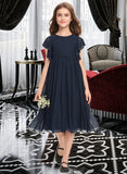 Alexia A-Line Scoop Neck Knee-Length Chiffon Junior Bridesmaid Dress With Beading STIP0013556