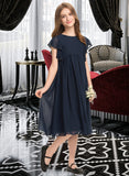 Alexia A-Line Scoop Neck Knee-Length Chiffon Junior Bridesmaid Dress With Beading STIP0013556