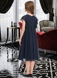 Alexia A-Line Scoop Neck Knee-Length Chiffon Junior Bridesmaid Dress With Beading STIP0013556