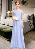 Mckayla A-Line Scoop Neck Floor-Length Chiffon Junior Bridesmaid Dress STIP0013558