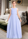 Mckayla A-Line Scoop Neck Floor-Length Chiffon Junior Bridesmaid Dress STIP0013558