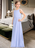 Mckayla A-Line Scoop Neck Floor-Length Chiffon Junior Bridesmaid Dress STIP0013558