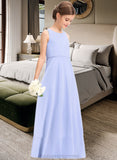 Mckayla A-Line Scoop Neck Floor-Length Chiffon Junior Bridesmaid Dress STIP0013558