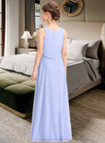 Mckayla A-Line Scoop Neck Floor-Length Chiffon Junior Bridesmaid Dress STIP0013558