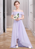 Skyla A-Line Off-the-Shoulder Asymmetrical Chiffon Junior Bridesmaid Dress With Cascading Ruffles STIP0013566