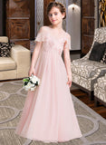 Marissa A-Line V-neck Floor-Length Chiffon Junior Bridesmaid Dress With Cascading Ruffles STIP0013567