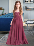 Jaliyah A-Line Sweetheart Floor-Length Chiffon Junior Bridesmaid Dress With Ruffle STIP0013568