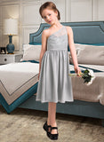 Kaitlin A-Line One-Shoulder Knee-Length Chiffon Lace Junior Bridesmaid Dress STIP0013571