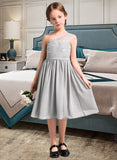 Kaitlin A-Line One-Shoulder Knee-Length Chiffon Lace Junior Bridesmaid Dress STIP0013571